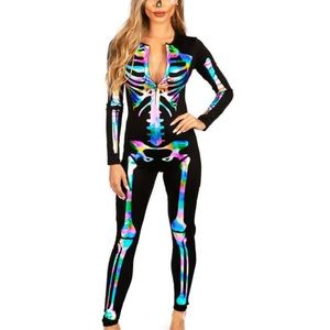 Tipsy Elves IRIDESCENT SKELETON BODYSUIT COSTUME